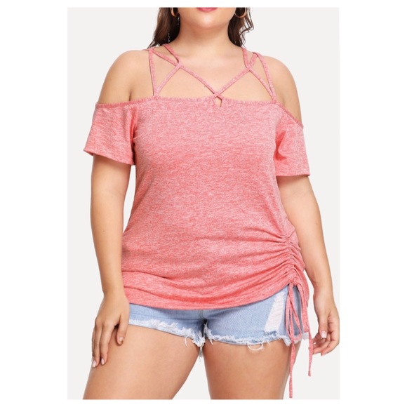 Tops - ➕ Criss-Cross Cold Shoulder Top